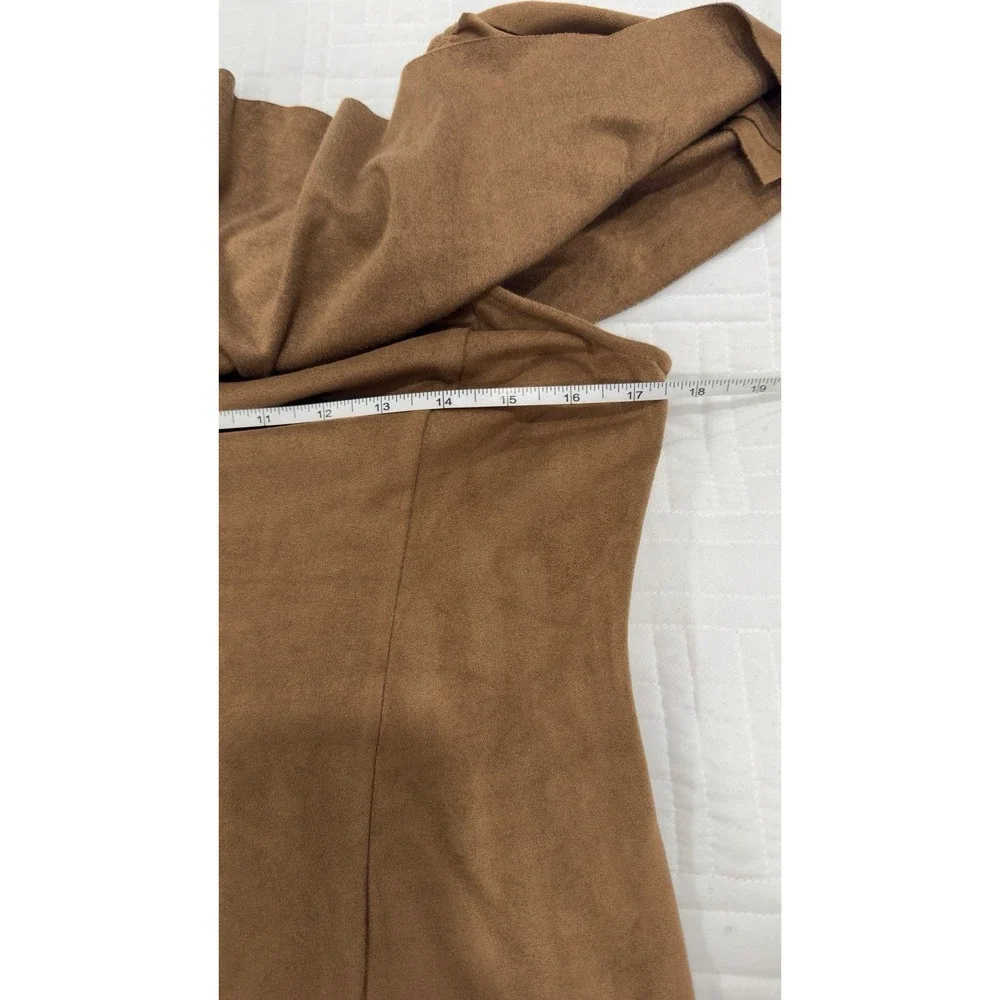 Chicos Faux Suede Off The‎ Shoulder Ruffle Shift Dress Brown Size 0.5 Small
